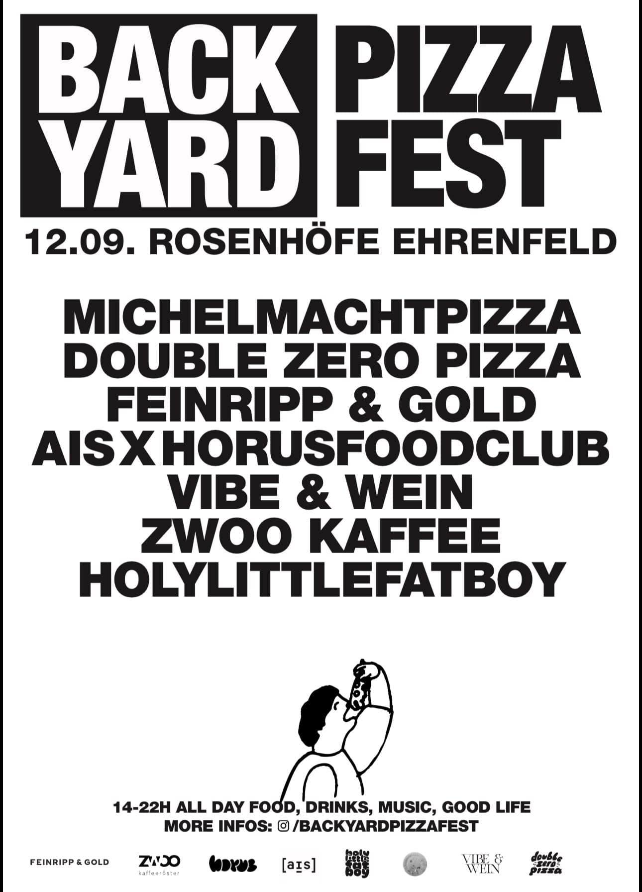 Flyer zum Backyard Pizza Fest am 12. September 2026 in den Rosenhöfen Ehrenfeld